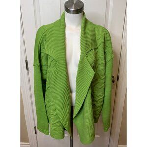 Ivan Grundahl Green Wool Wavy Knit Cardigan Sweater, Size Large